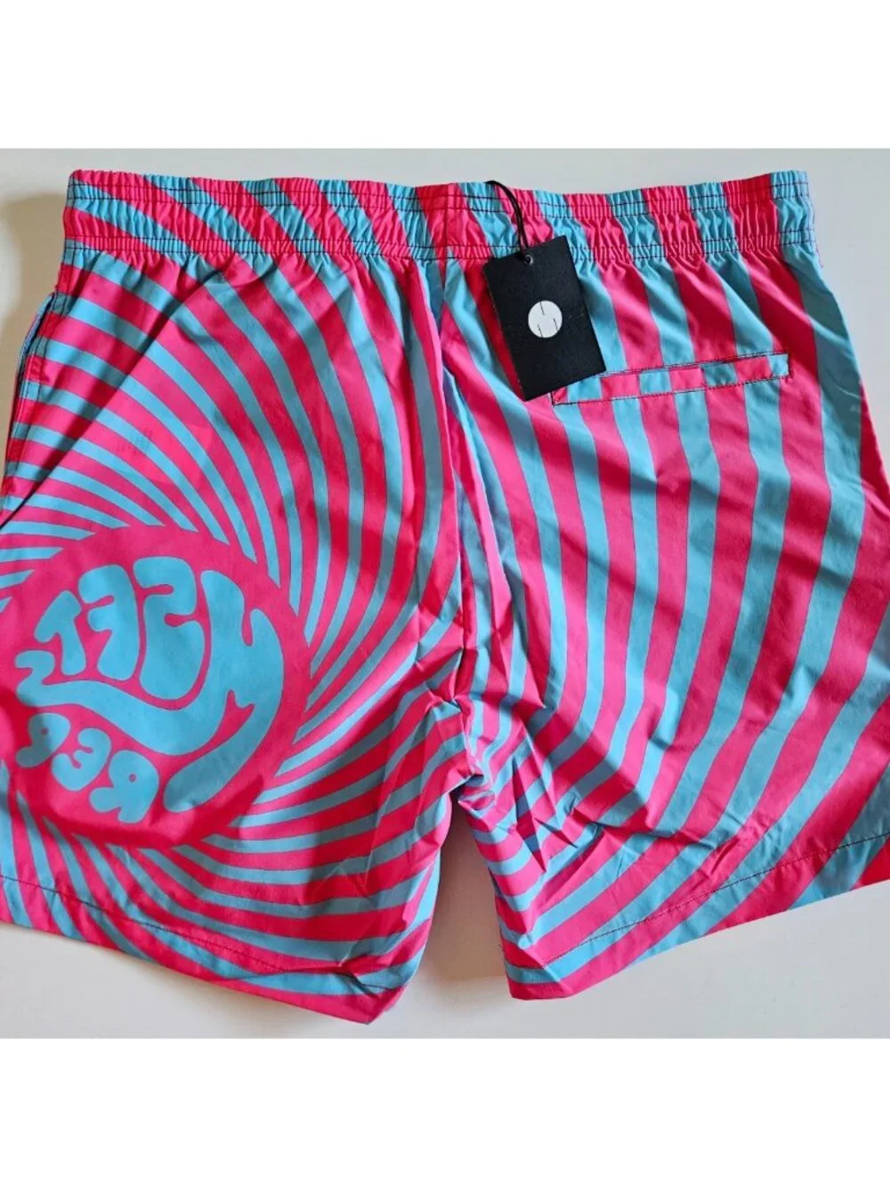 NWT MSFTSrep Costume Uomo Men's Psychedelic Swim Trunks Pink Blue Small S